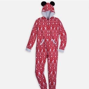 Disney Christmas Holiday Red Mickey Mouse Bodysuit 1 Piece Pjs Pajamas m